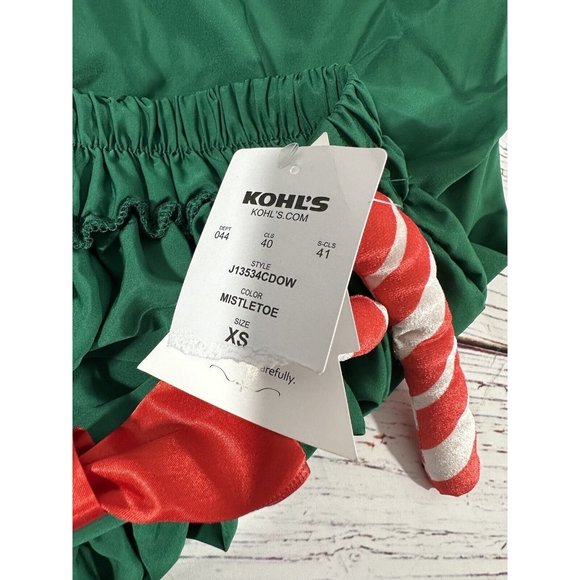 New Love & Let Love Candy Cane Skater Skirt Tinsel Trim Juniors Size XS Green - Picture 14 of 16